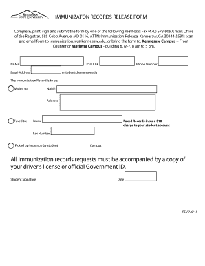 Immunization Records Release Form