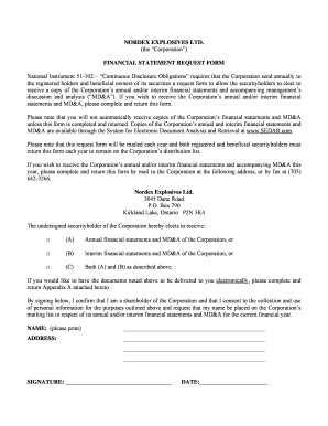 Financial Statement Request Form