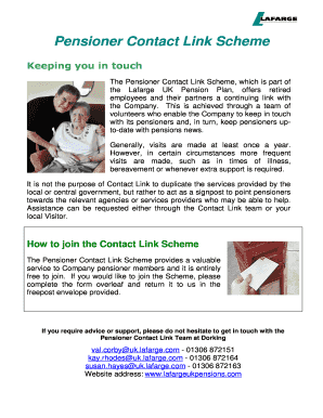 Pensioner Contact Link Scheme Application Form