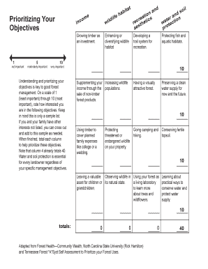 Forest Management Priorities Form