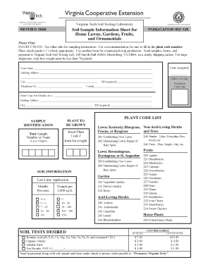 Virginia Tech Soil Sample Information Sheet