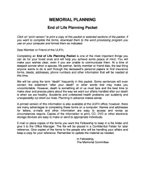 End of Life Planning Packet