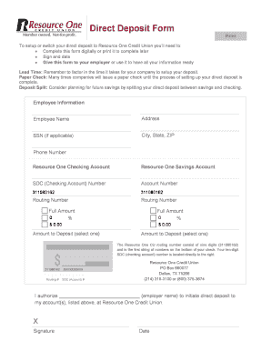 Direct Deposit Form