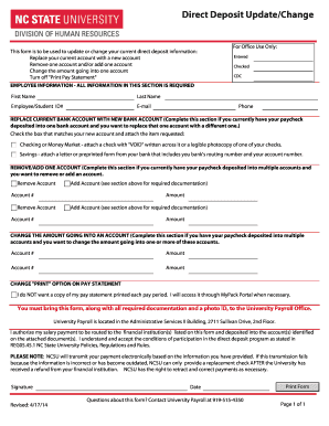 Direct Deposit Update Form