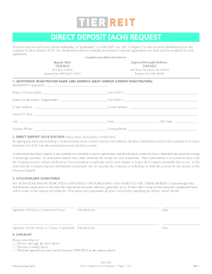 Direct Deposit Request Form