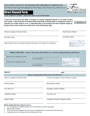 Fulton County Schools Retirement Direct Deposit Form