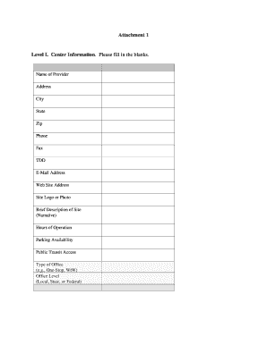 Center Information and Resource Form