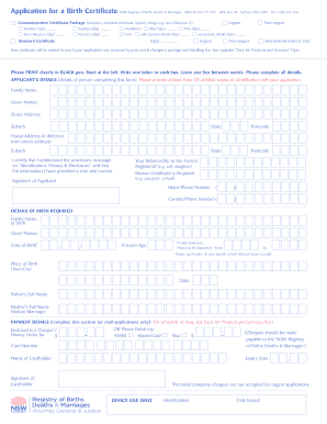 NSW Birth Certificate Application