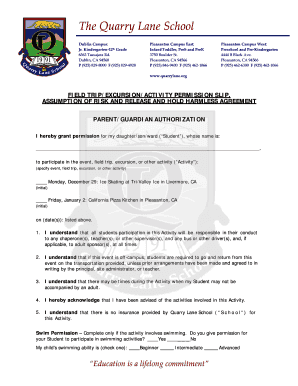 Field Trip Permission Slip and Waiver