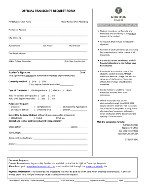 Official Transcript Request Form