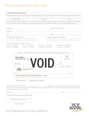 TCF Bank Direct Deposit Setup Form