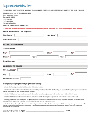 Request For Backflow Test