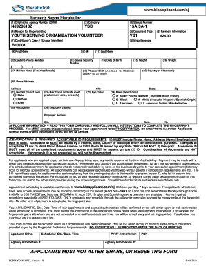 New Jersey Youth Serving Organization Volunteer Fingerprint Form
