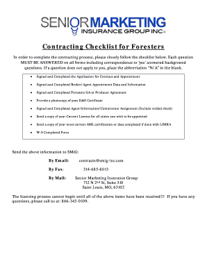 Foresters Contracting Checklist