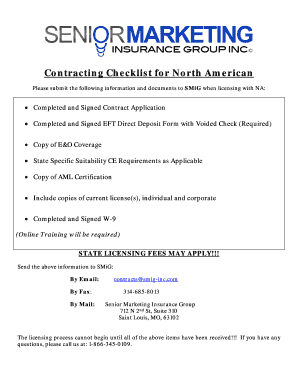 North American Insurance Contracting Checklist