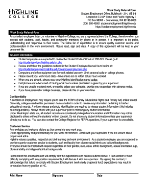 Work Study Referral Form