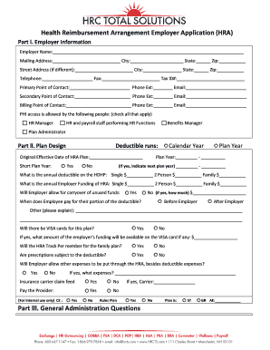Health Reimbursement Arrangement Employer Application