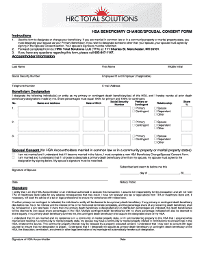 HSA Beneficiary Change Form
