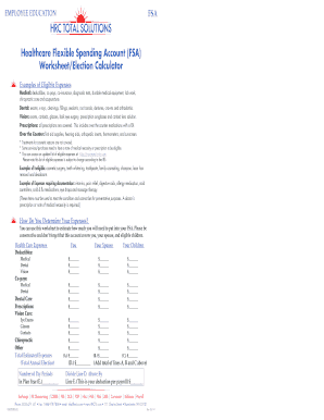 Dependent Care Account Worksheet
