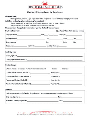 Employee Change of Status Form