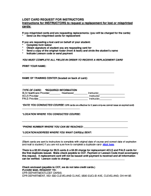 Lost Card Request for Instructors