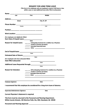 Request for Long Term Leave Form