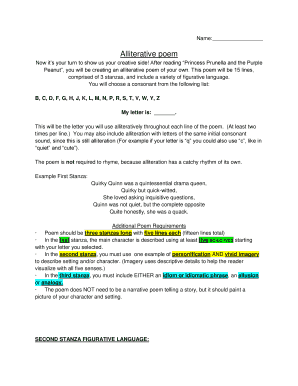 Alliterative Poem Assignment