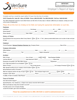 Workers Compensation Injury Report Forms