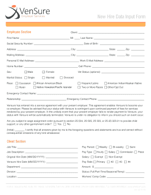 New Hire Data Input Form