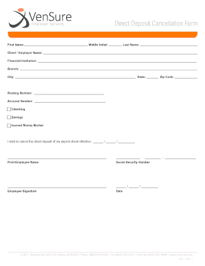 Direct Deposit Cancellation Form