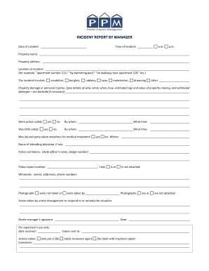 Incident Report by Manager