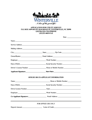 Utility Service Application Form