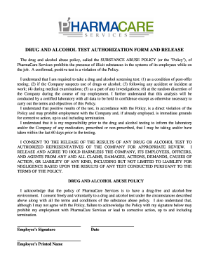 Drug and Alcohol Test Authorization Form