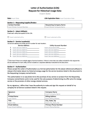 Letter of Authorization for Historical Usage Data