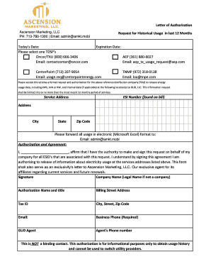Letter of Authorization for Energy Usage Data
