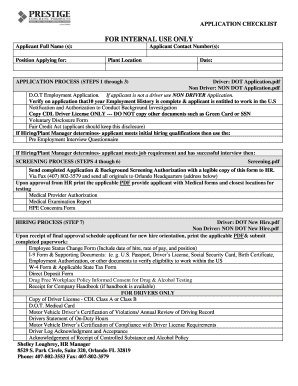 Non-Driver Employment Application