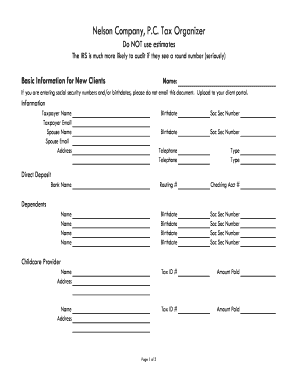Nelson Company Tax Organizer
