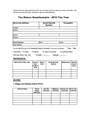 Tax Return Questionnaire