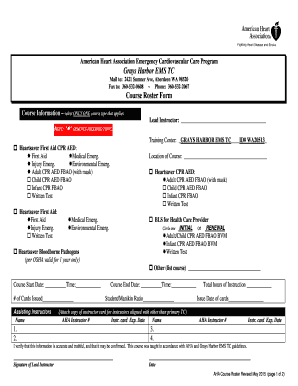American Heart Association Course Roster Form
