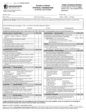 Student Physical Examination Form