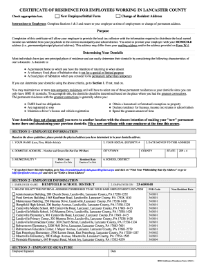 Certificate of Residence for Employees