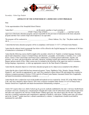 Pennsylvania Home Education Program Affidavit
