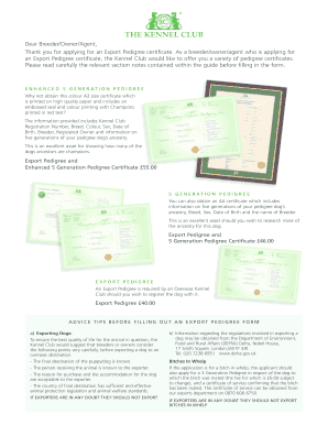 UK Export Pedigree Certificate Application
