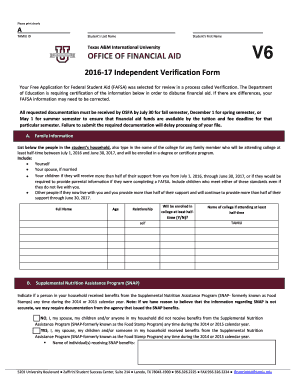 2016-17 Independent Verification Form