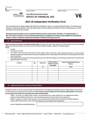 2015-16 Independent Verification Form