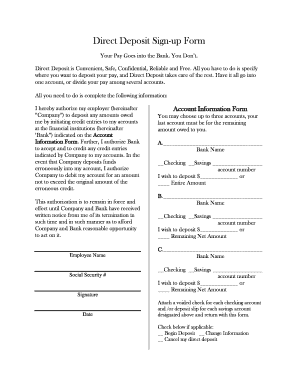 Direct Deposit Sign-up Form