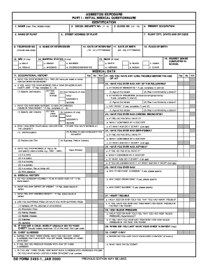 Asbestos Exposure Medical Questionnaire