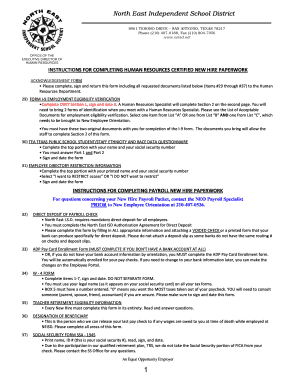 Human Resources Certified New Hire Paperwork