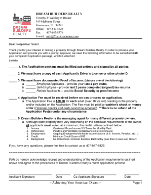 Florida Residential Lease Application