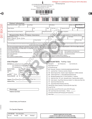 Cunningham Pathology Specimen Form